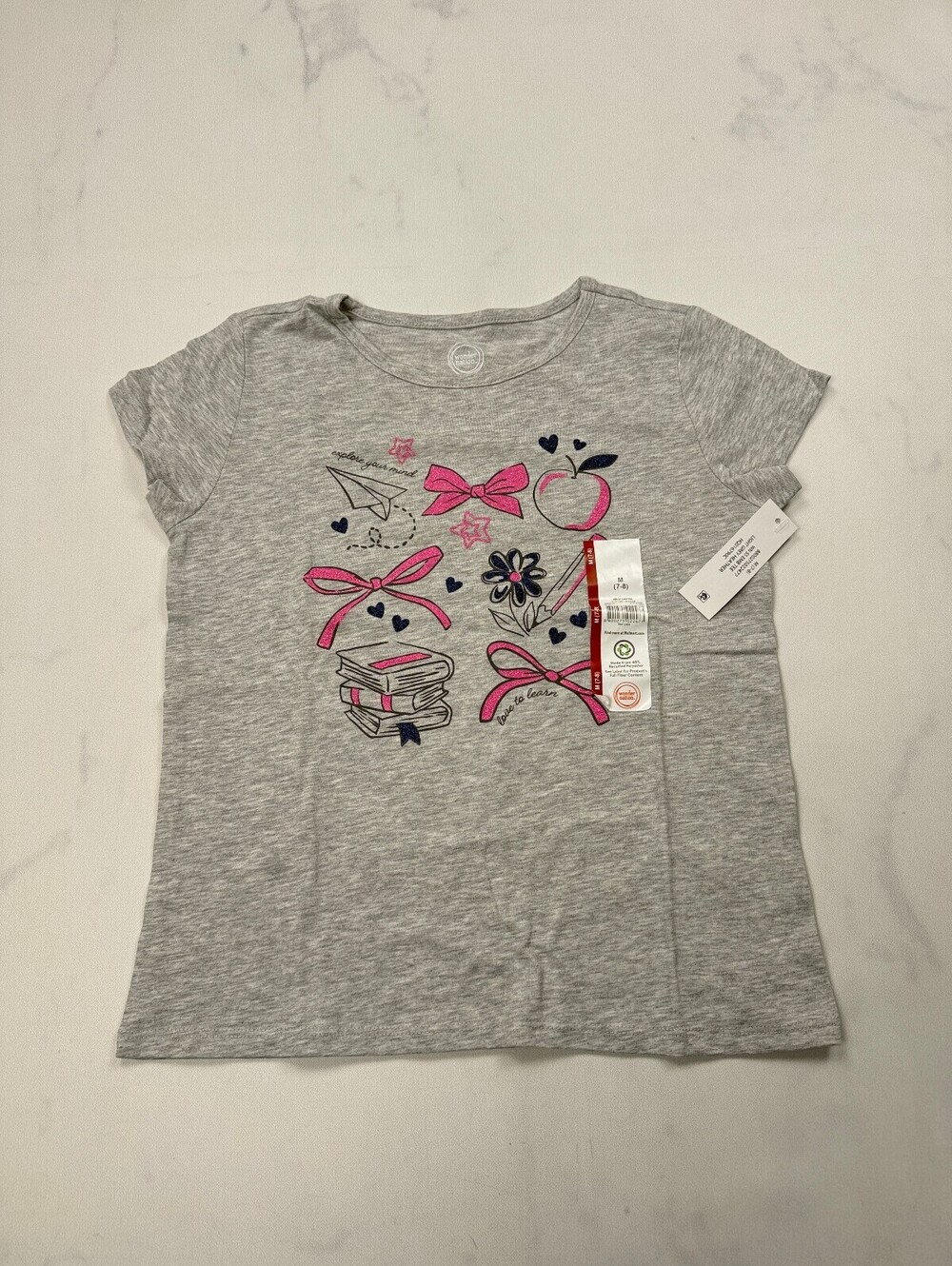Wonder Nation Graphic Tee Gray Current Weekend Ready - Girls M (7-8)